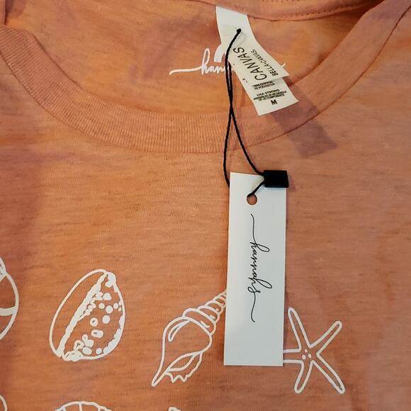 Handmade Women's Peach Beach Seashell Graphic T Shirt Burnout Size Medium - Picture 4 of 7